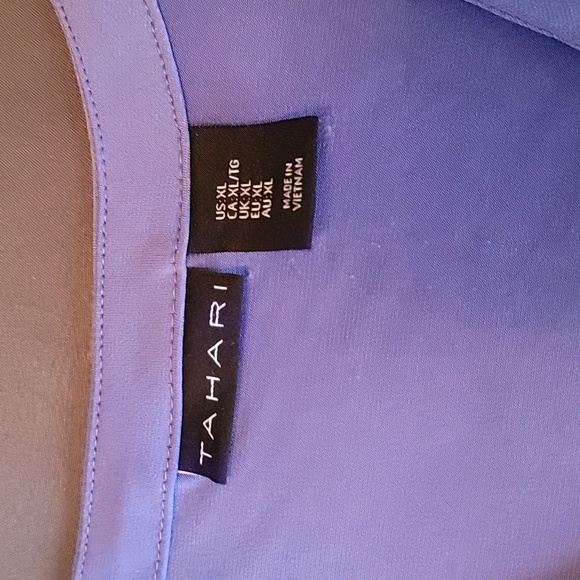 Tahari faux wrap blouse in periwinkle blue. Size xl. - Picture 2 of 5